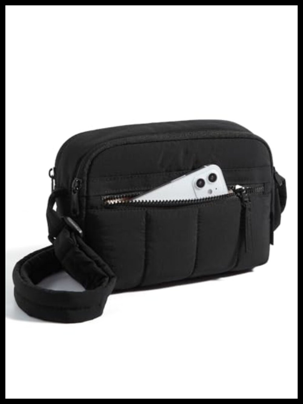 RFID Crossbody Bag Mini Nylon Travel Purse Puffy Adjustable Strap